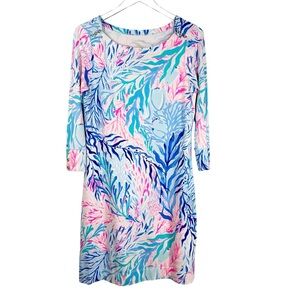LILY PULITZER Sophie UPF 50 Women's Medium Boatneck Knit Floral Dress